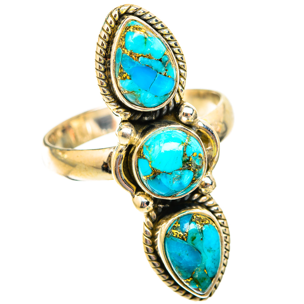 Blue Copper Composite Turquoise Rings handcrafted by Ana Silver Co - RING118752 - Photo 2