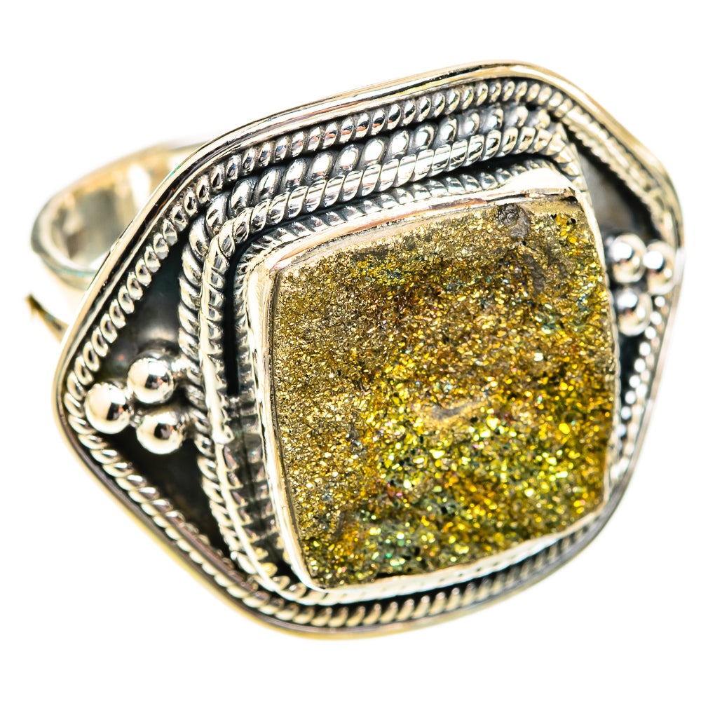Spectro Pyrite Druzy Rings handcrafted by Ana Silver Co - RING118773 - Photo 2