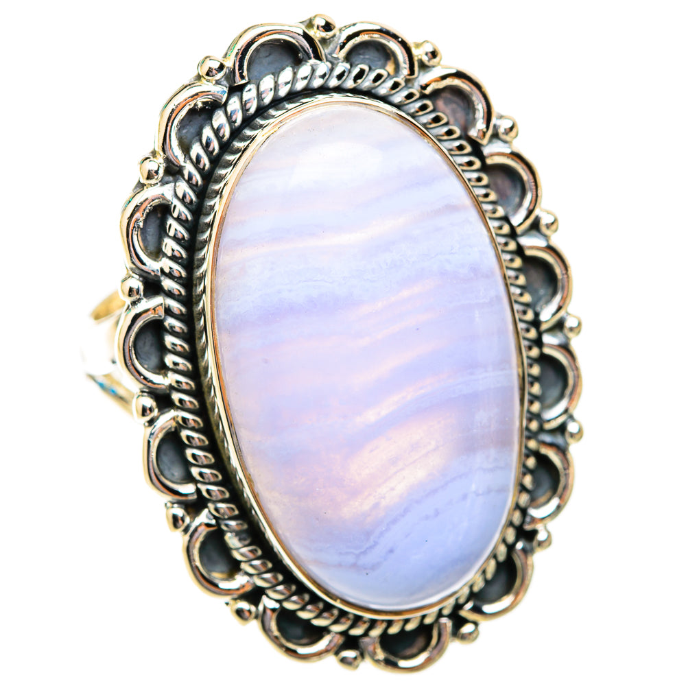 Blue Lace Agate Rings handcrafted by Ana Silver Co - RING118810 - Photo 2