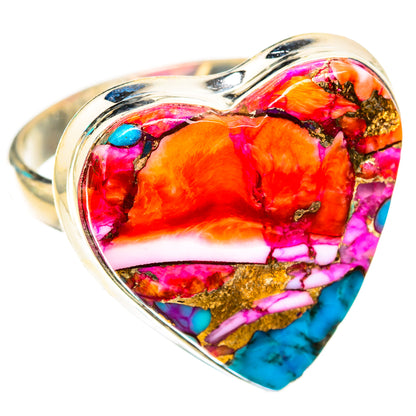Kingman Pink Dahlia Turquoise Rings handcrafted by Ana Silver Co - RING118815 - Photo 2