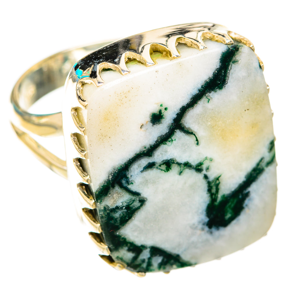 Green Moss Agate Rings handcrafted by Ana Silver Co - RING118830 - Photo 2