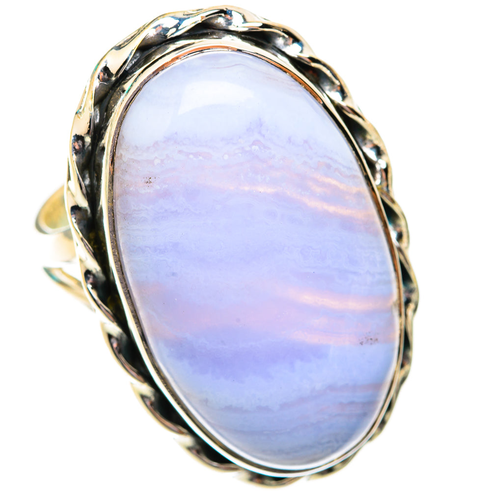 Blue Lace Agate Rings handcrafted by Ana Silver Co - RING118842 - Photo 2