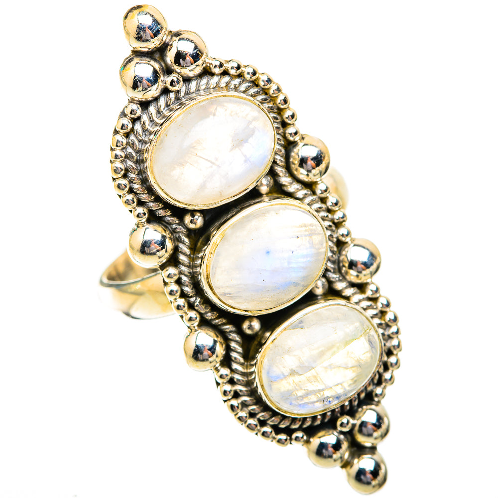 Rainbow Moonstone Rings handcrafted by Ana Silver Co - RING118844 - Photo 2