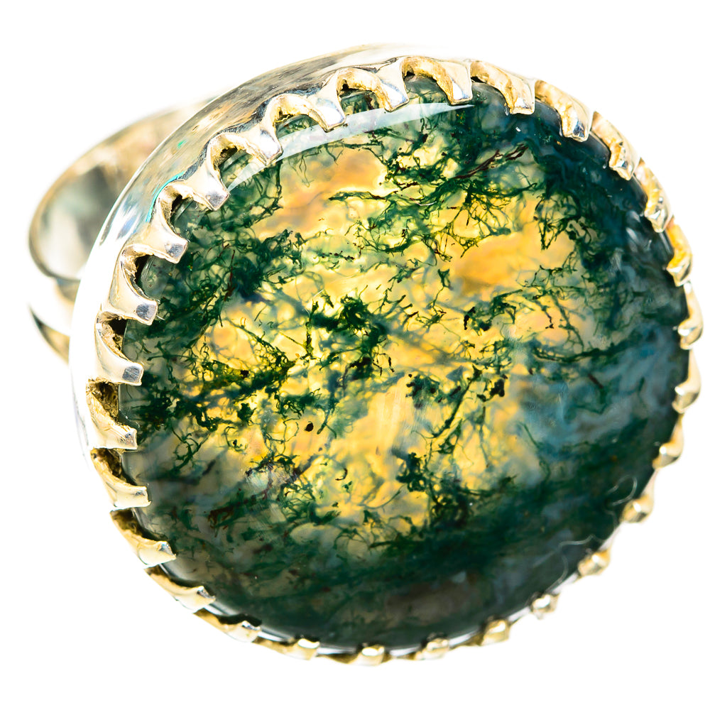 Green Moss Agate Rings handcrafted by Ana Silver Co - RING118858 - Photo 2