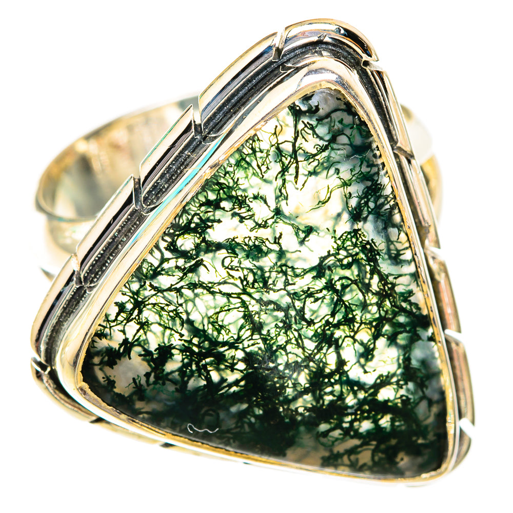 Green Moss Agate Rings handcrafted by Ana Silver Co - RING118861 - Photo 2
