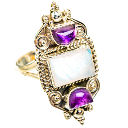 Rainbow Moonstone Rings handcrafted by Ana Silver Co - RING118871 - Photo 2