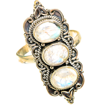 Rainbow Moonstone Rings handcrafted by Ana Silver Co - RING118874 - Photo 2