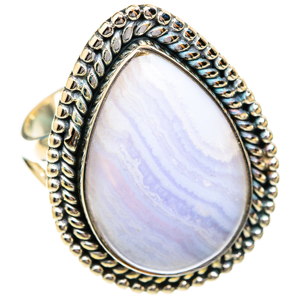 Blue Lace Agate Rings handcrafted by Ana Silver Co - RING118876 - Photo 2