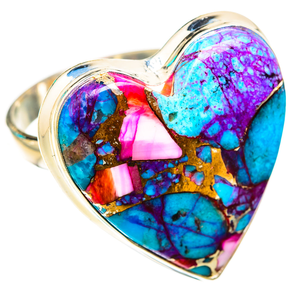 Kingman Pink Dahlia Turquoise Rings handcrafted by Ana Silver Co - RING118877 - Photo 2