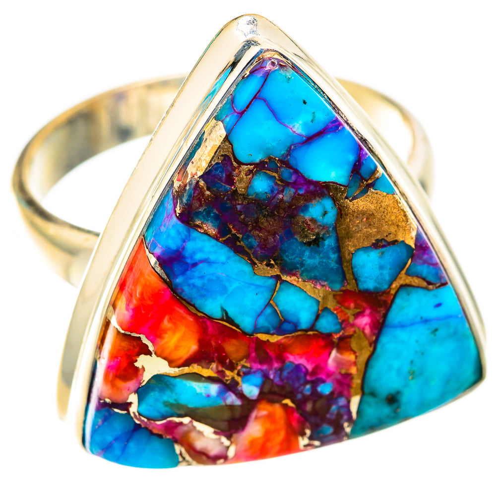 Kingman Pink Dahlia Turquoise Rings handcrafted by Ana Silver Co - RING118879 - Photo 2