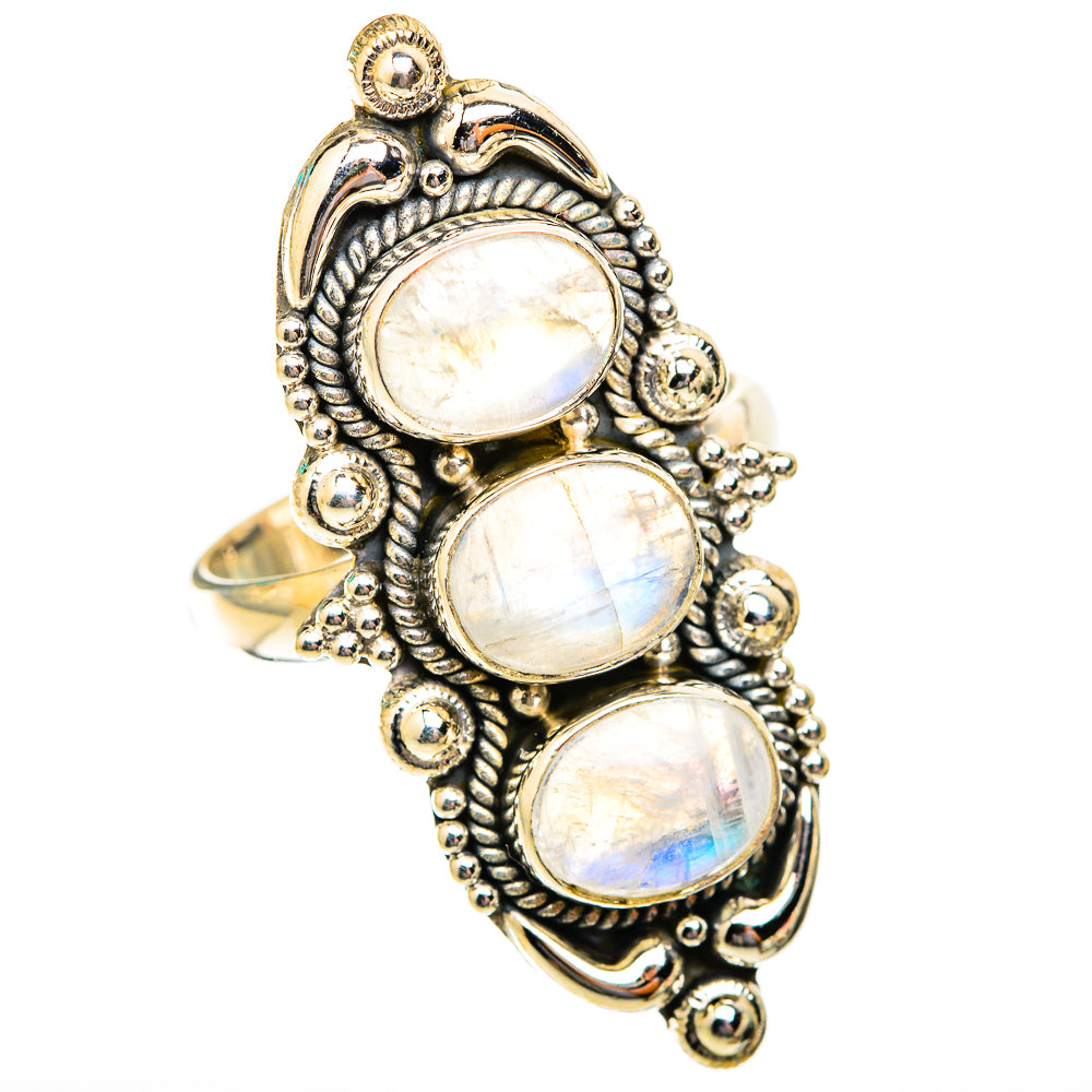 Rainbow Moonstone Rings handcrafted by Ana Silver Co - RING118899 - Photo 2