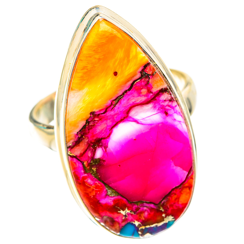 Kingman Pink Dahlia Turquoise Rings handcrafted by Ana Silver Co - RING118901 - Photo 2