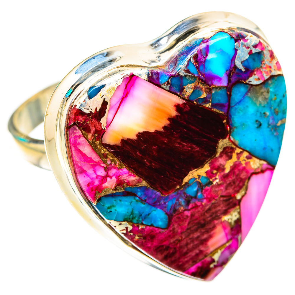 Kingman Pink Dahlia Turquoise Rings handcrafted by Ana Silver Co - RING118902 - Photo 2