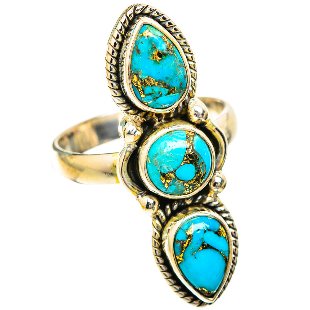 Blue Copper Composite Turquoise Rings handcrafted by Ana Silver Co - RING118909 - Photo 2