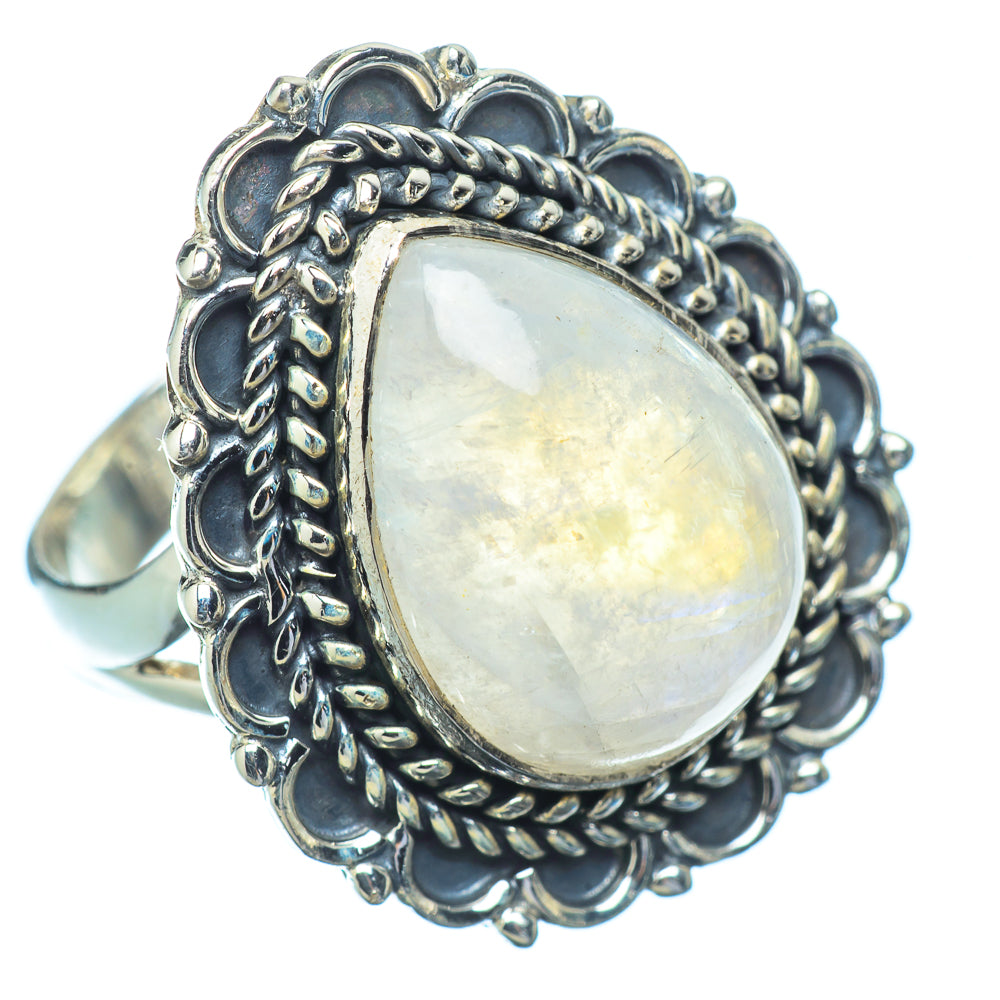 Rainbow Moonstone Rings handcrafted by Ana Silver Co - RING11890