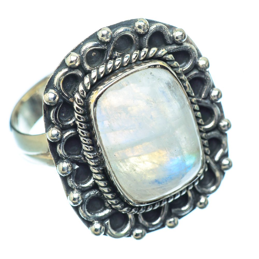 Rainbow Moonstone Rings handcrafted by Ana Silver Co - RING11891