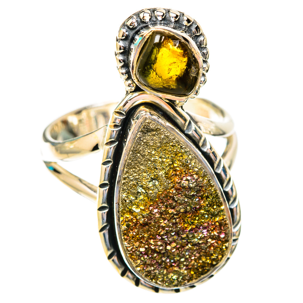 Spectro Pyrite Druzy Rings handcrafted by Ana Silver Co - RING118925 - Photo 2