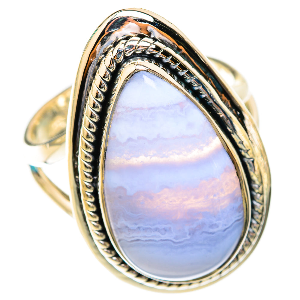 Blue Lace Agate Rings handcrafted by Ana Silver Co - RING118928 - Photo 2