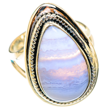 Blue Lace Agate Rings handcrafted by Ana Silver Co - RING118928 - Photo 2