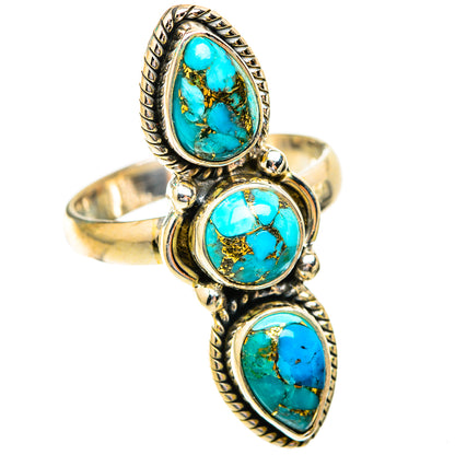 Blue Copper Composite Turquoise Rings handcrafted by Ana Silver Co - RING118934 - Photo 2