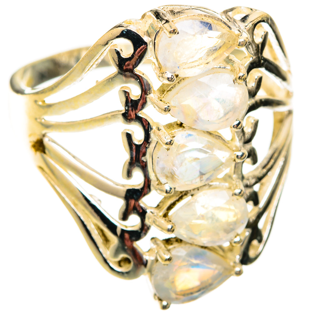 Rainbow Moonstone Rings handcrafted by Ana Silver Co - RING118948 - Photo 2