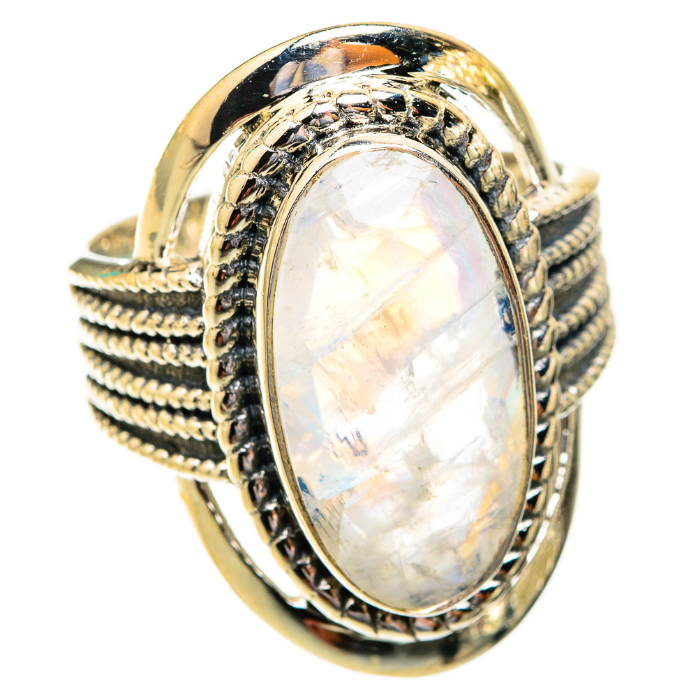 Rainbow Moonstone Rings handcrafted by Ana Silver Co - RING118949 - Photo 2