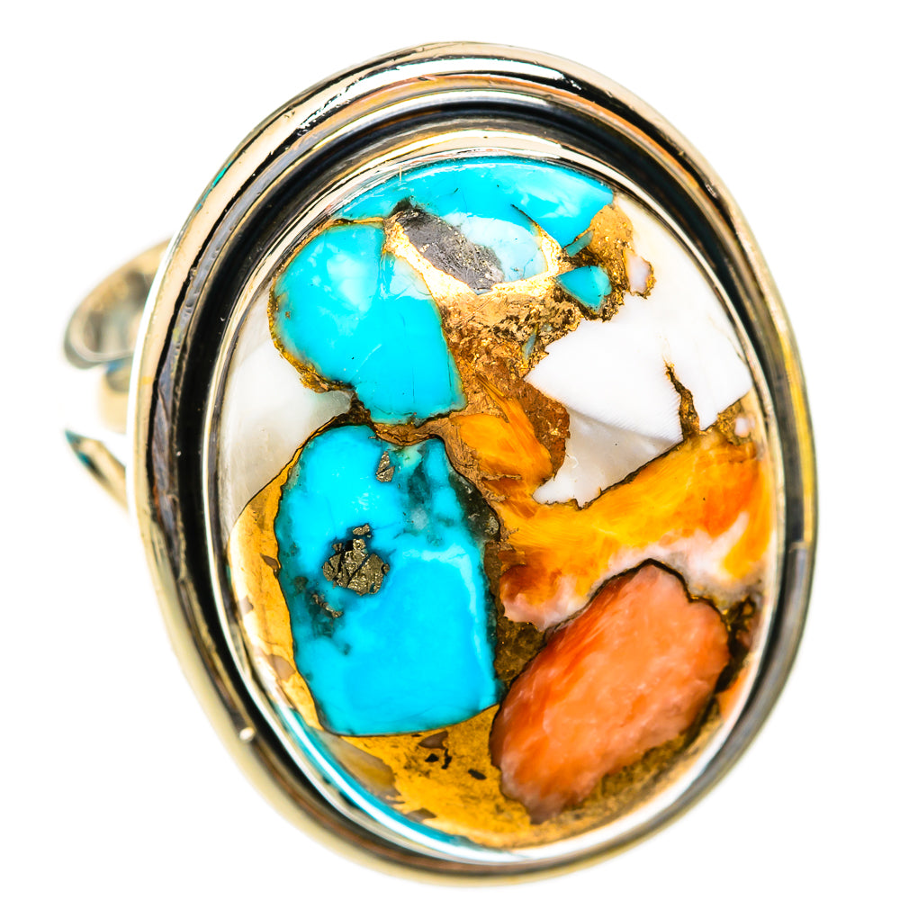 Spiny Oyster Turquoise Rings handcrafted by Ana Silver Co - RING118950 - Photo 2