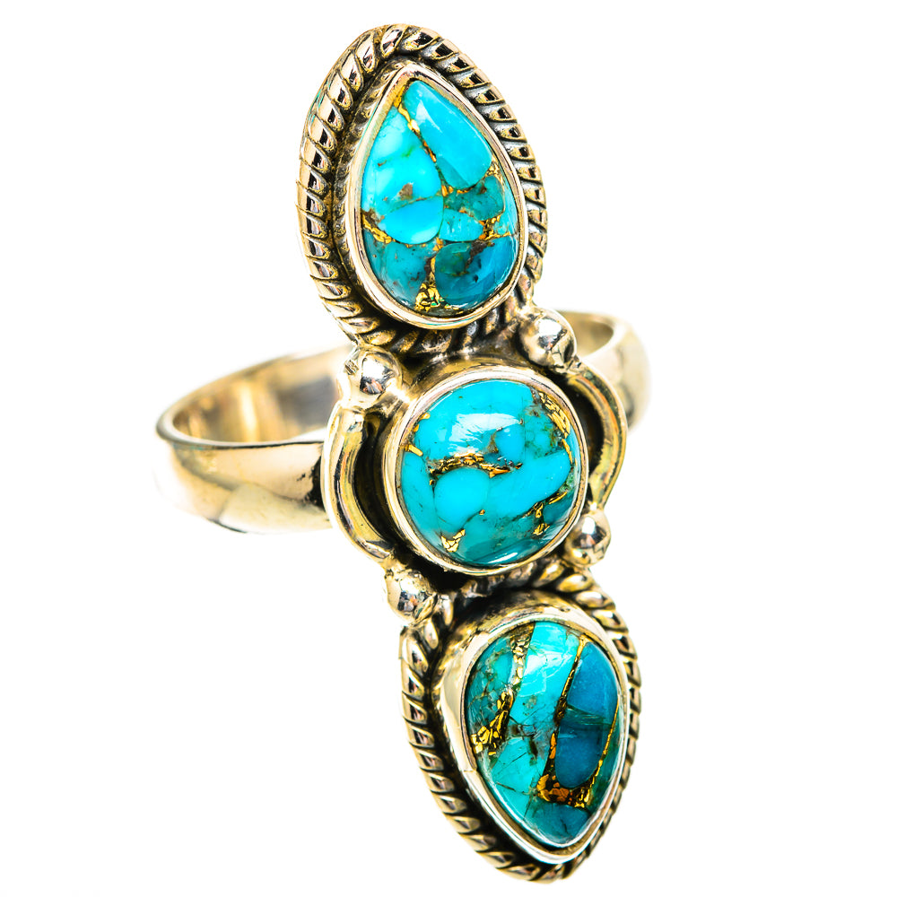 Blue Copper Composite Turquoise Rings handcrafted by Ana Silver Co - RING118958 - Photo 2