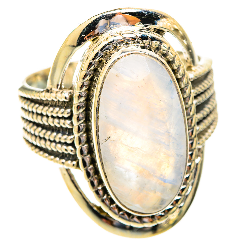 Rainbow Moonstone Rings handcrafted by Ana Silver Co - RING118972 - Photo 2