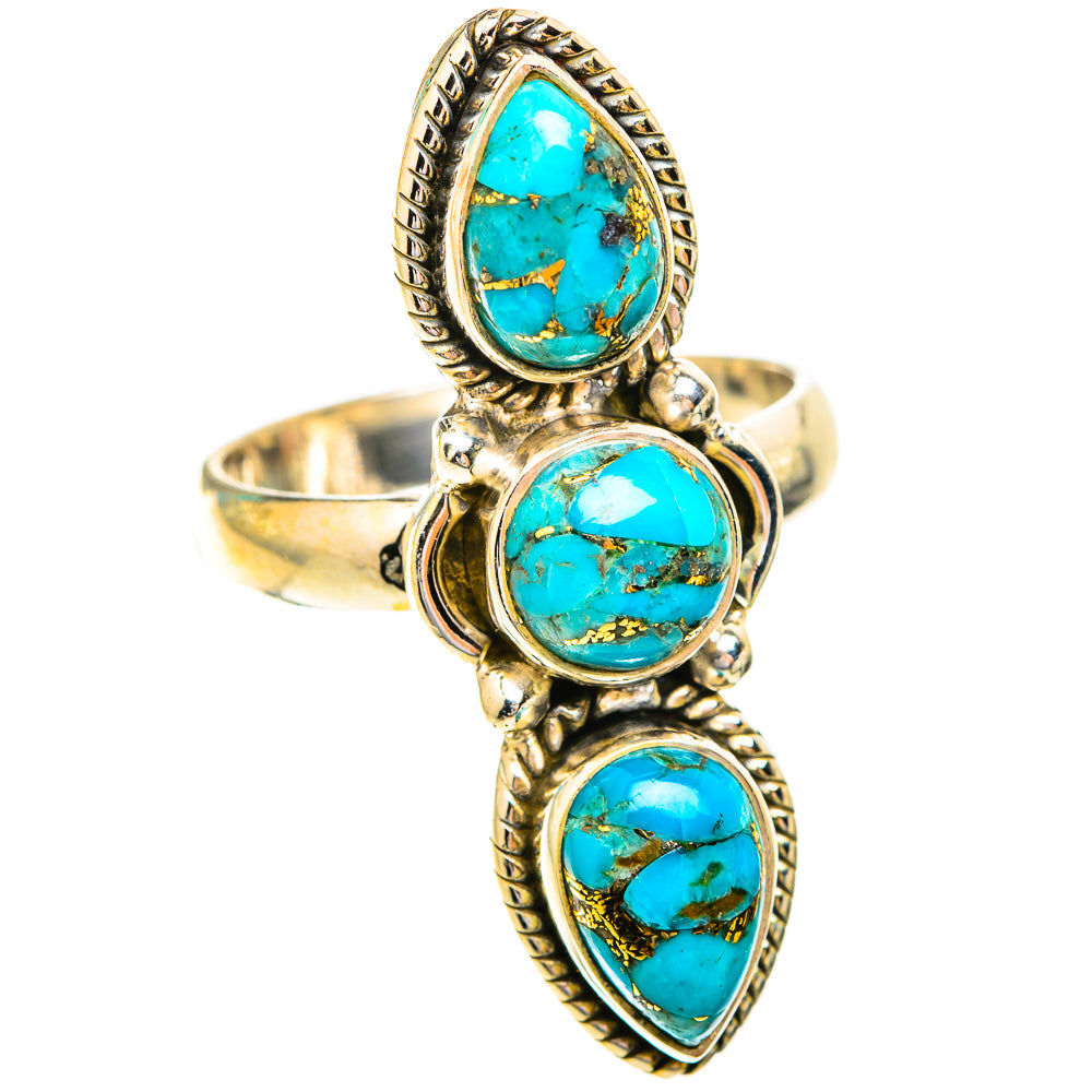 Blue Copper Composite Turquoise Rings handcrafted by Ana Silver Co - RING118974 - Photo 2