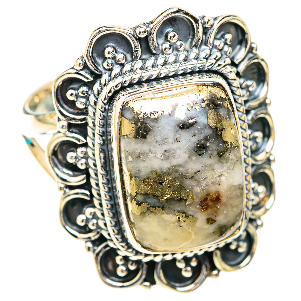 Pyrite Agate Rings handcrafted by Ana Silver Co - RING118988 - Photo 2