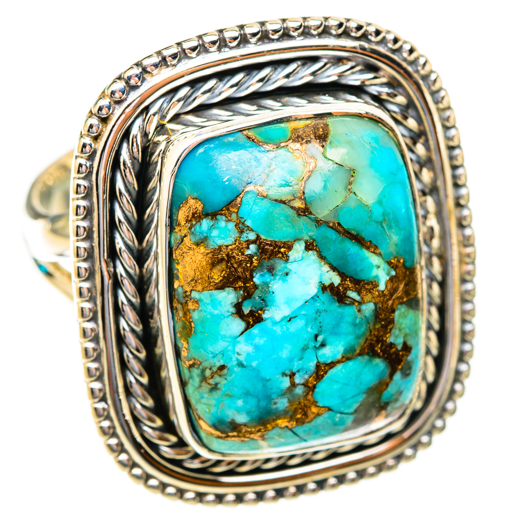 Blue Copper Composite Turquoise Rings handcrafted by Ana Silver Co - RING118994 - Photo 2