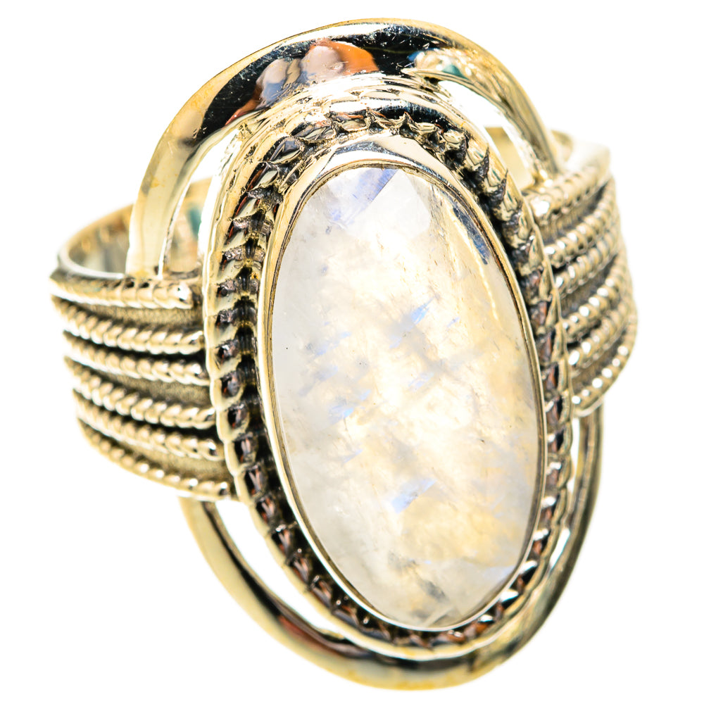 Rainbow Moonstone Rings handcrafted by Ana Silver Co - RING119032 - Photo 2