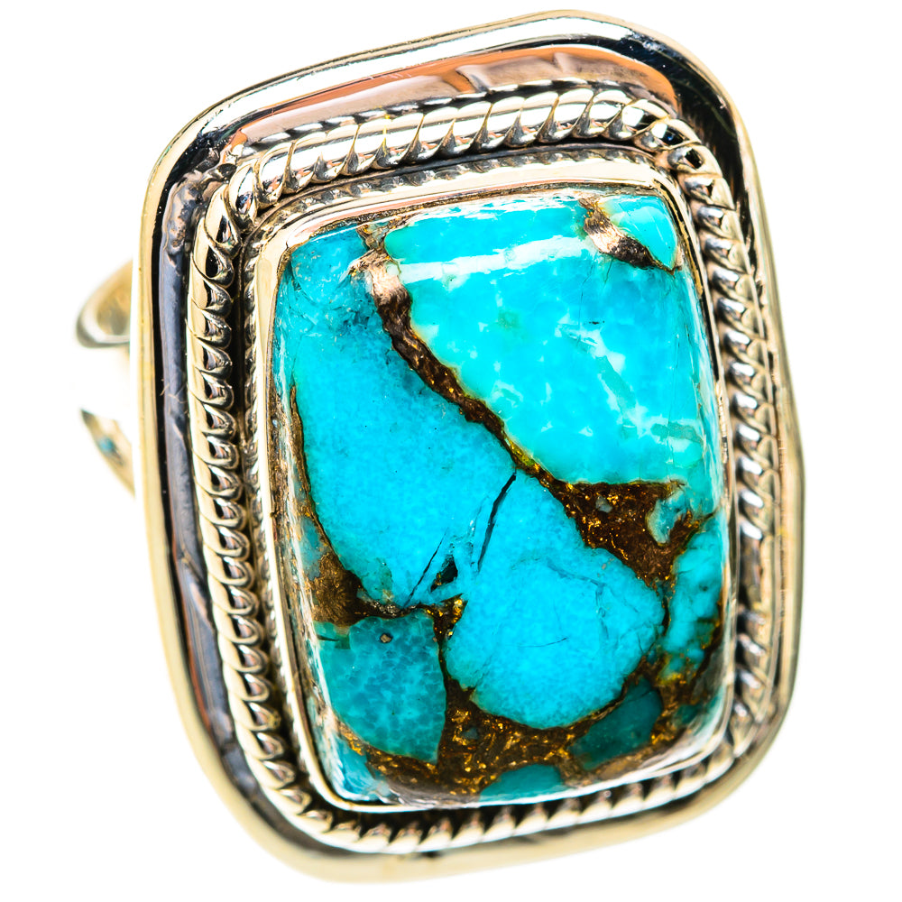 Blue Copper Composite Turquoise Rings handcrafted by Ana Silver Co - RING119036 - Photo 2