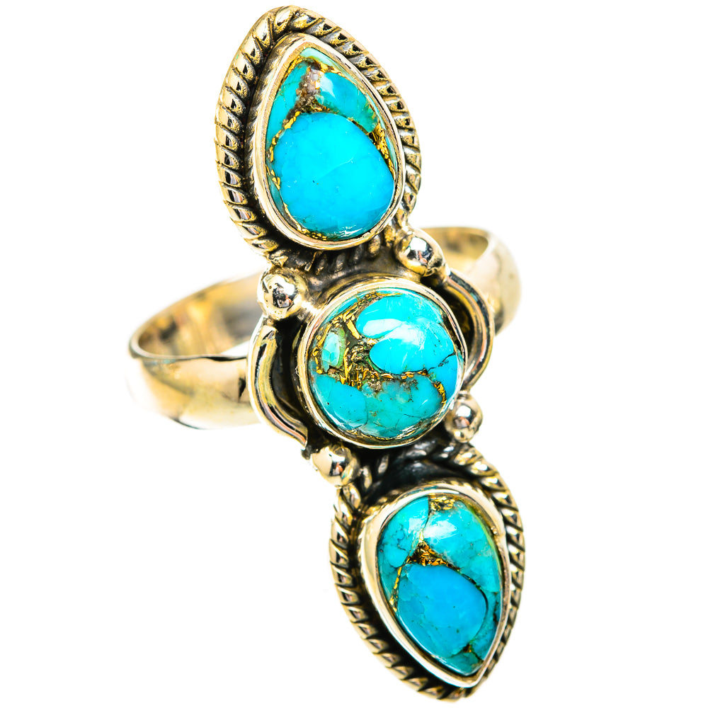 Green Copper Composite Turquoise Rings handcrafted by Ana Silver Co - RING119038 - Photo 2