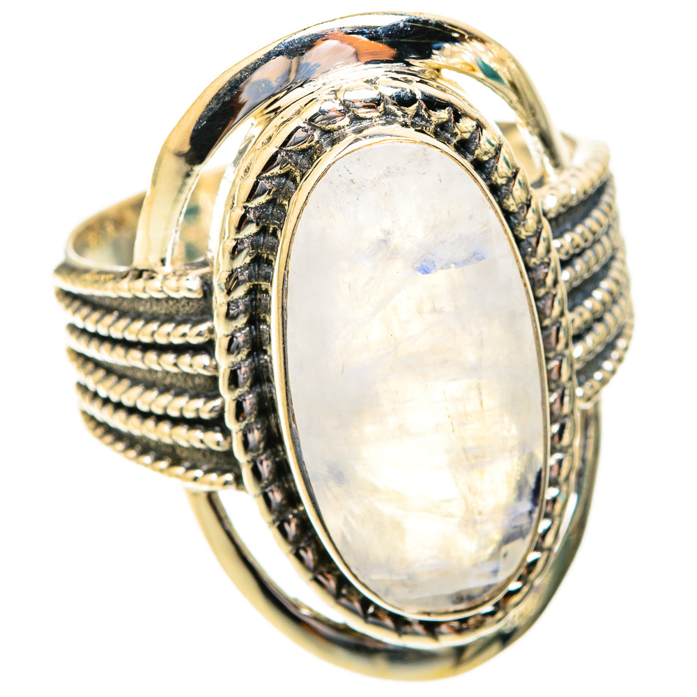 Rainbow Moonstone Rings handcrafted by Ana Silver Co - RING119047 - Photo 2