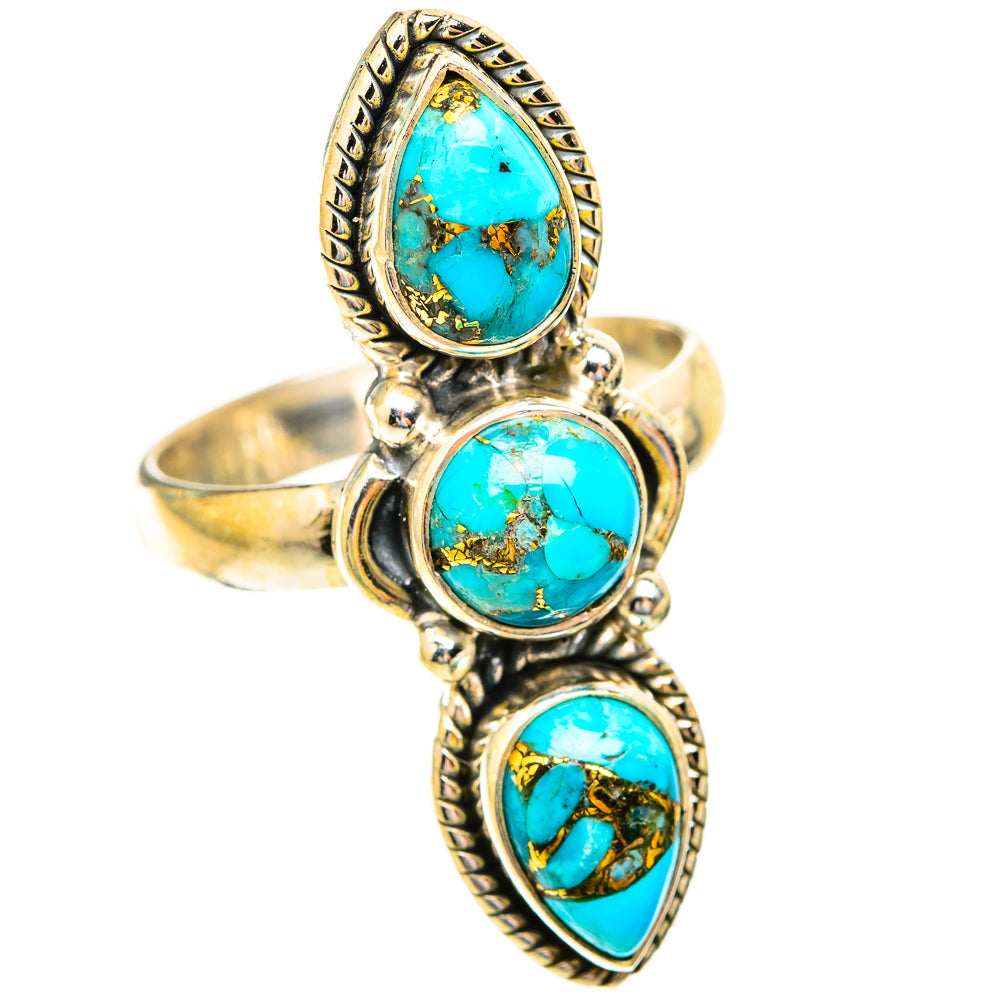 Blue Copper Composite Turquoise Rings handcrafted by Ana Silver Co - RING119052 - Photo 2