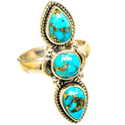 Blue Copper Composite Turquoise Rings handcrafted by Ana Silver Co - RING119052 - Photo 2