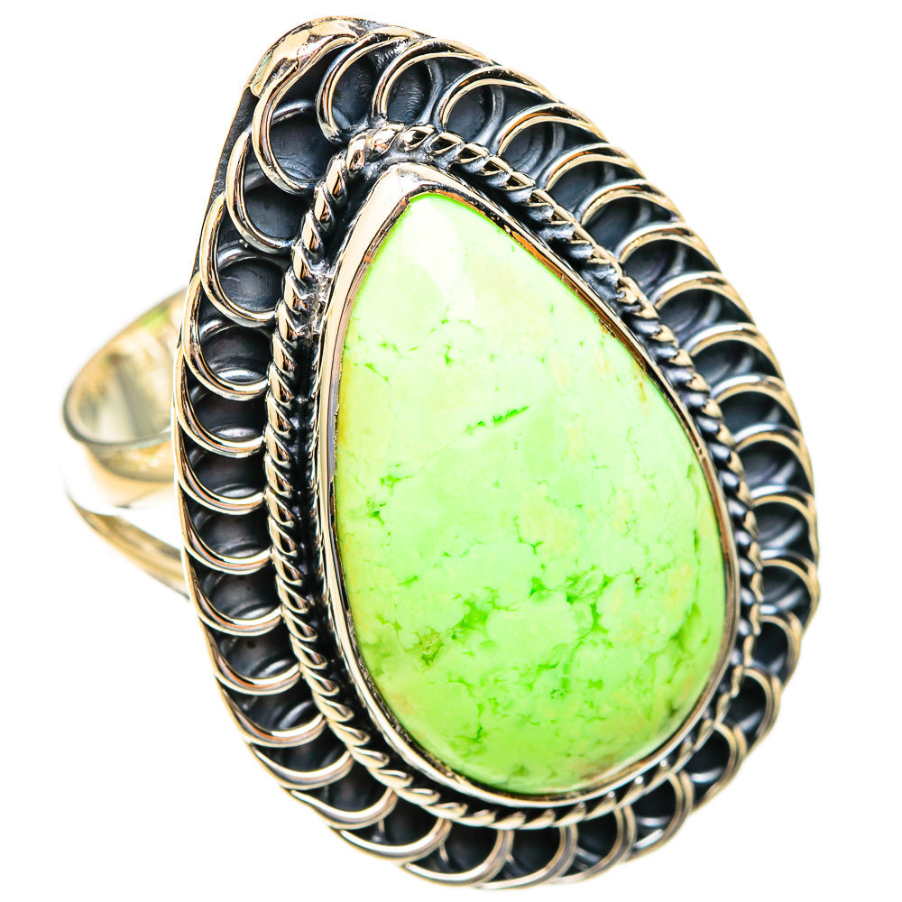 Lemon Chrysoprase Rings handcrafted by Ana Silver Co - RING119057 - Photo 2