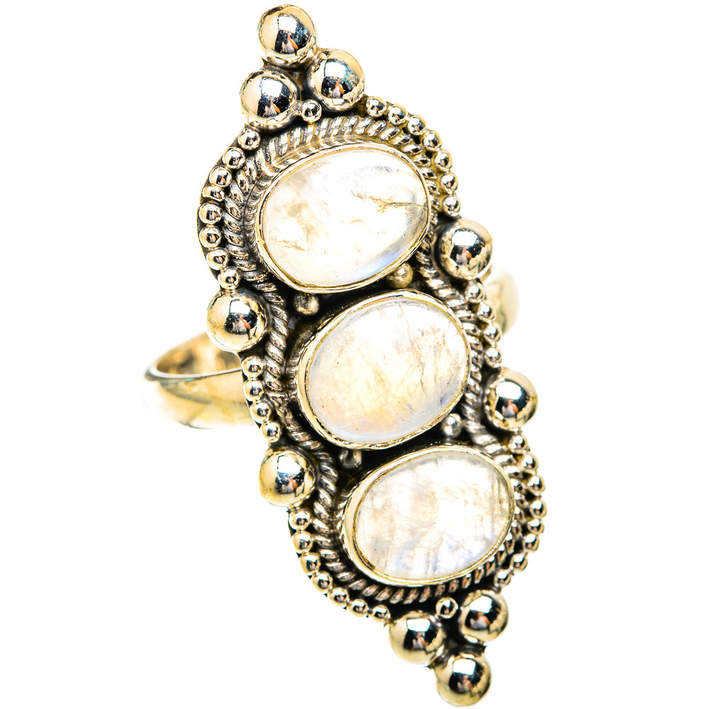 Rainbow Moonstone Rings handcrafted by Ana Silver Co - RING119072 - Photo 2