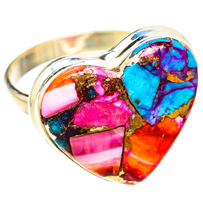 Kingman Pink Dahlia Turquoise Rings handcrafted by Ana Silver Co - RING119075 - Photo 2