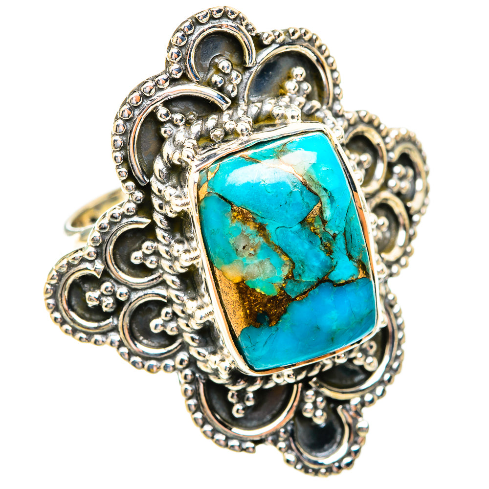 Blue Copper Composite Turquoise Rings handcrafted by Ana Silver Co - RING119082 - Photo 2