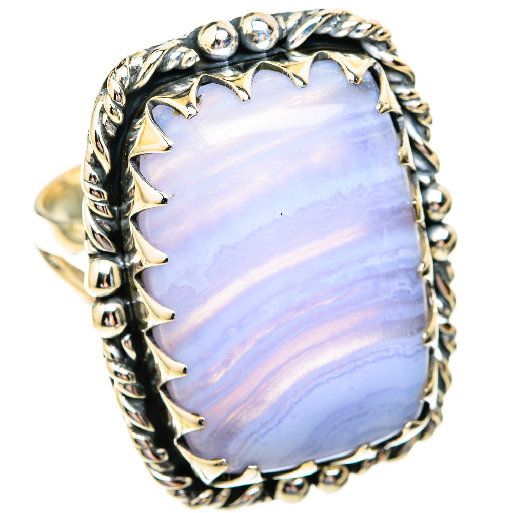Blue Lace Agate Rings handcrafted by Ana Silver Co - RING119105 - Photo 2