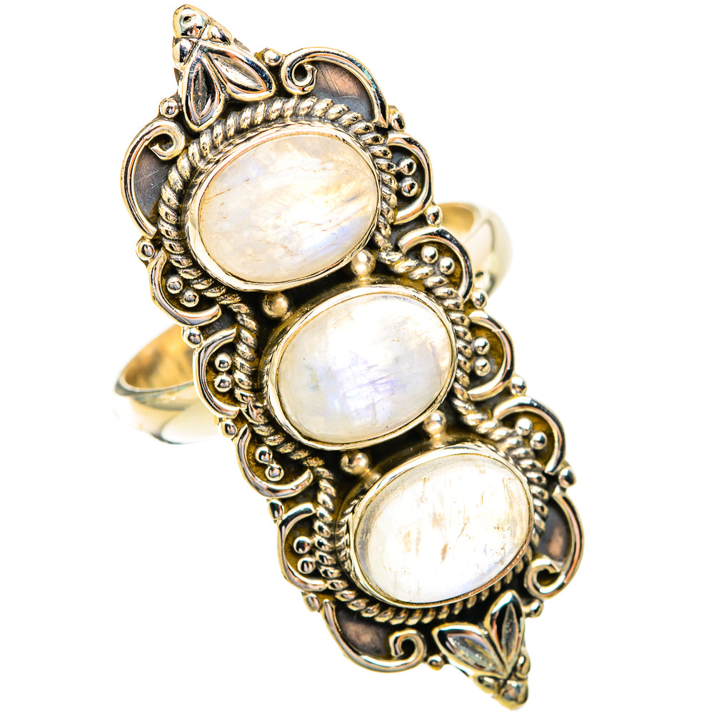 Rainbow Moonstone Rings handcrafted by Ana Silver Co - RING119106 - Photo 2
