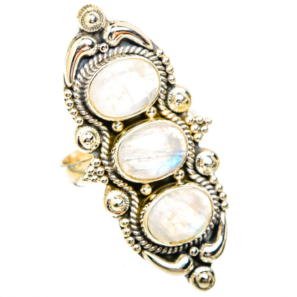 Rainbow Moonstone Rings handcrafted by Ana Silver Co - RING119138 - Photo 2