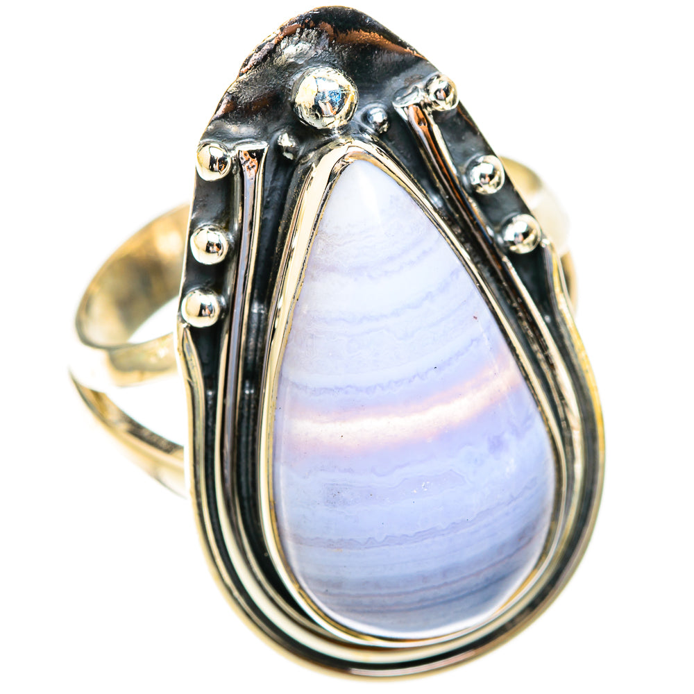 Blue Lace Agate Rings handcrafted by Ana Silver Co - RING119140 - Photo 2