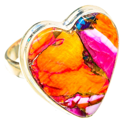 Kingman Pink Dahlia Turquoise Rings handcrafted by Ana Silver Co - RING119141 - Photo 2
