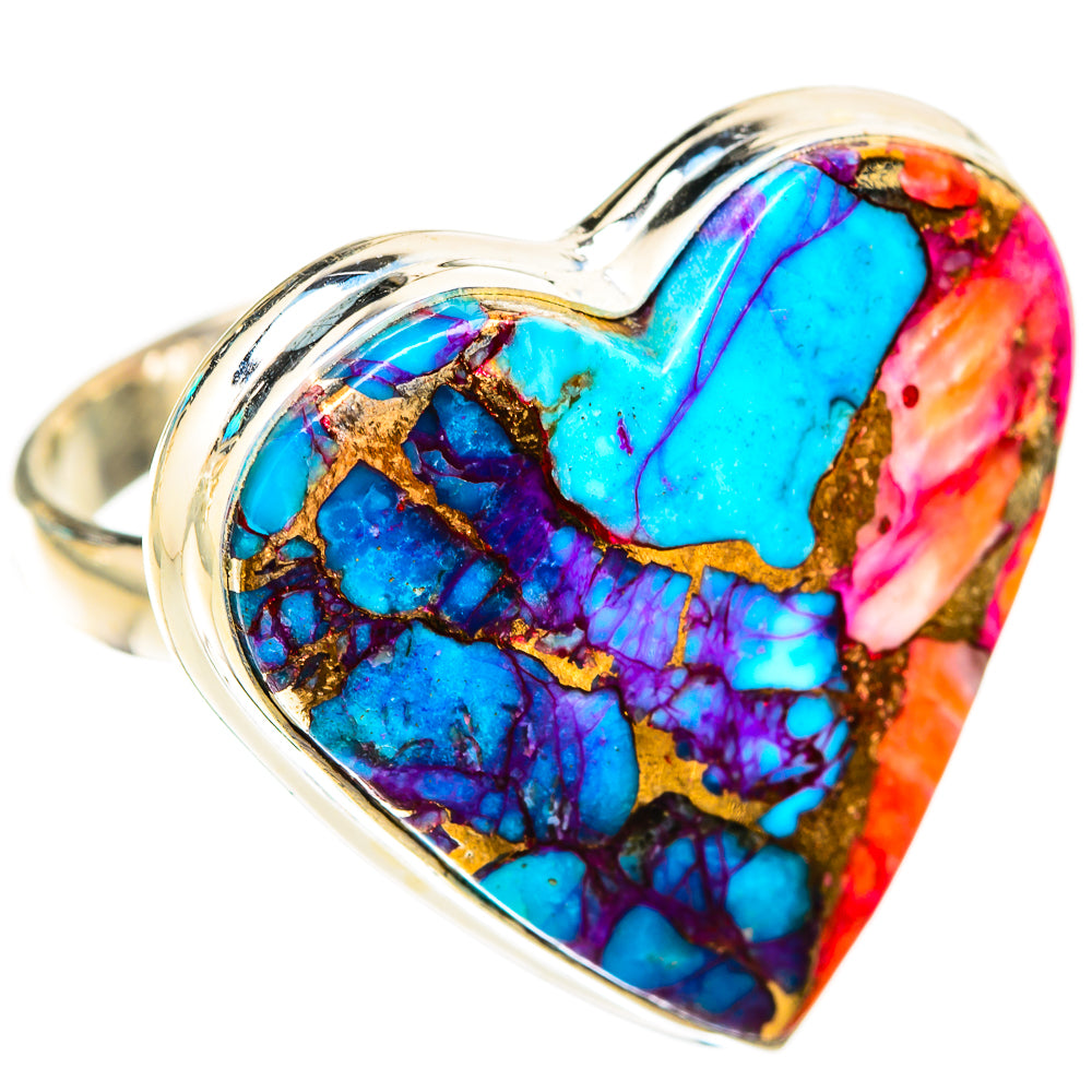 Kingman Pink Dahlia Turquoise Rings handcrafted by Ana Silver Co - RING119171 - Photo 2