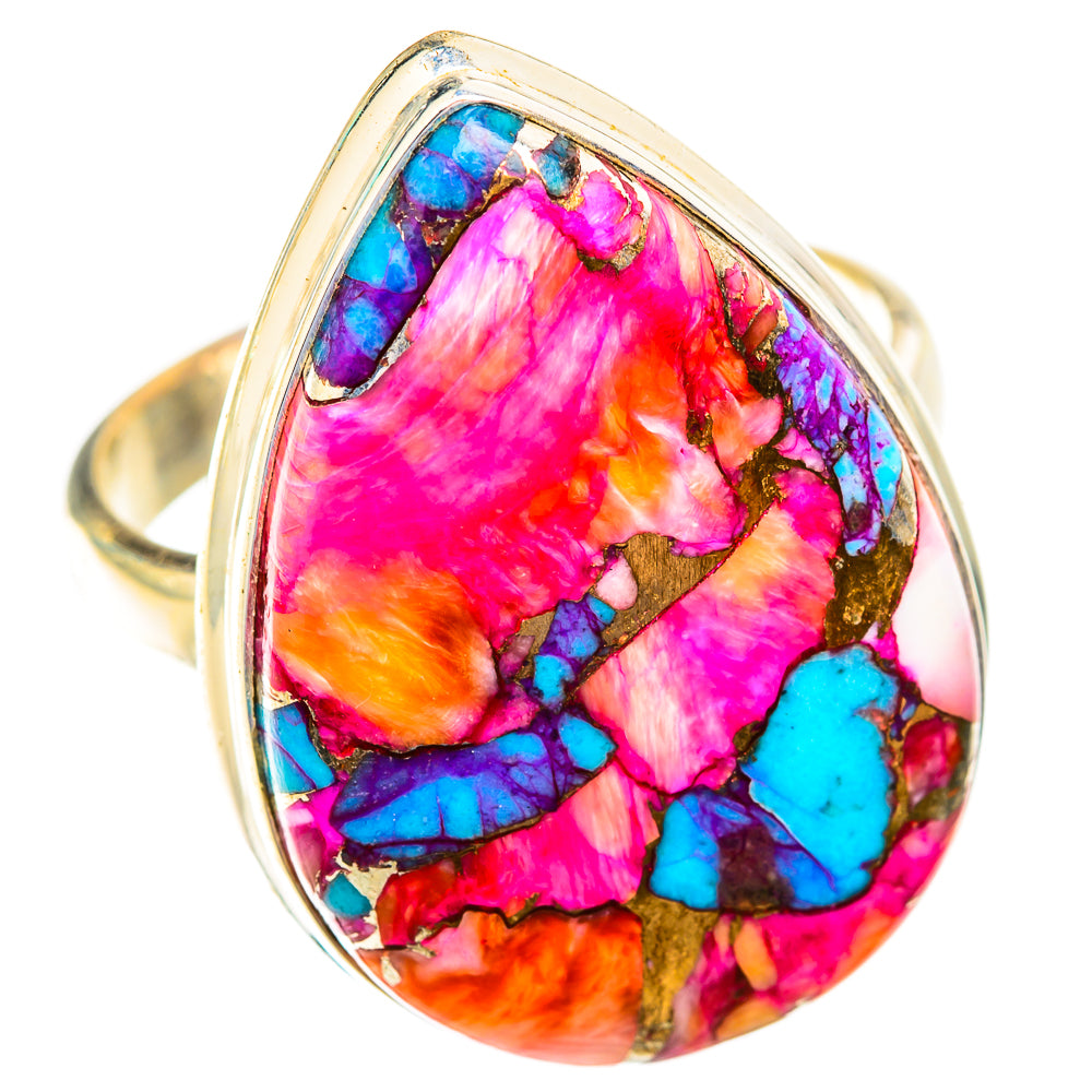 Kingman Pink Dahlia Turquoise Rings handcrafted by Ana Silver Co - RING119172 - Photo 2