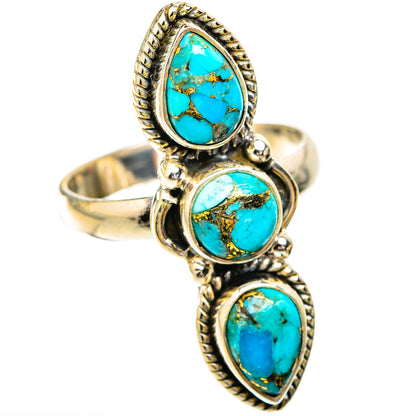 Blue Copper Composite Turquoise Rings handcrafted by Ana Silver Co - RING119213 - Photo 2